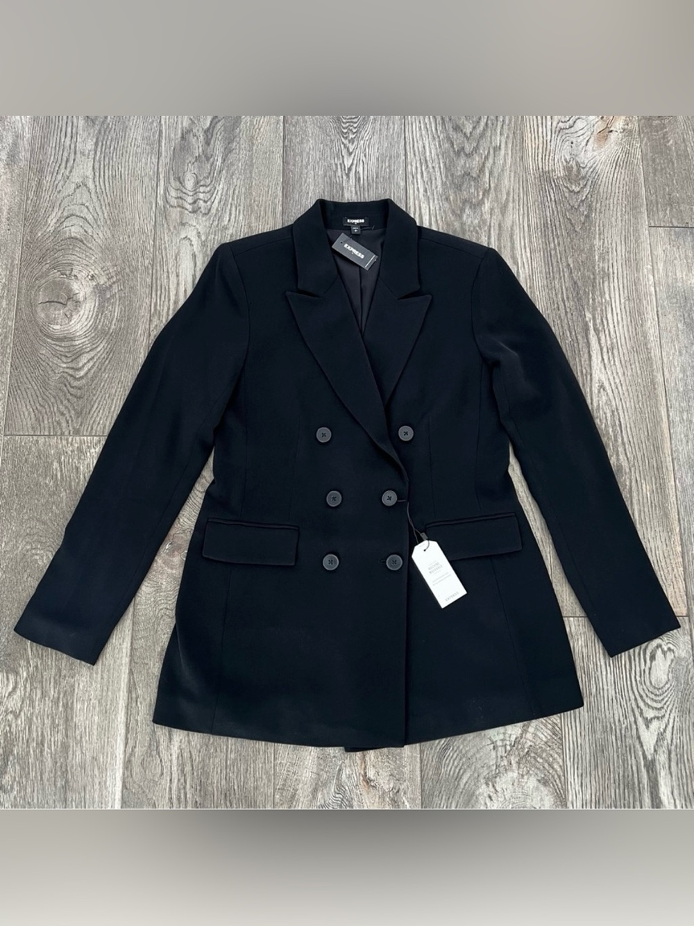 EXPRESS NWT Black Double Breasted Long Sleeve Blazer Jacket Size S